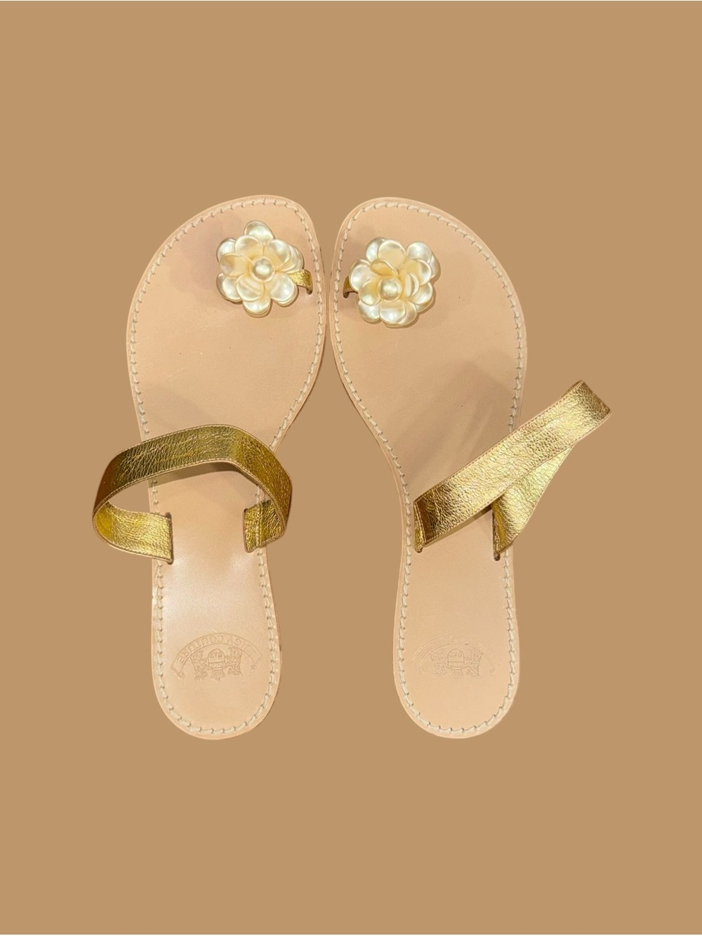 Juicy Couture Gold Floral Toe-Loop Women's Sandals